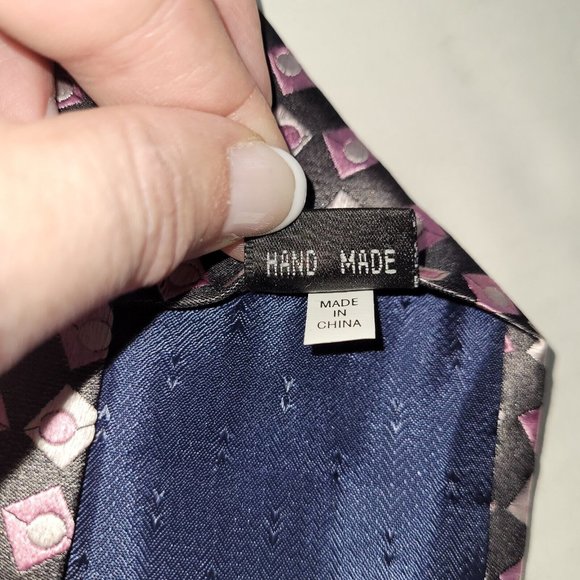 Seta Zone Necktie Men Silk Textured Geometric Print Handmade China - Picture 6 of 11